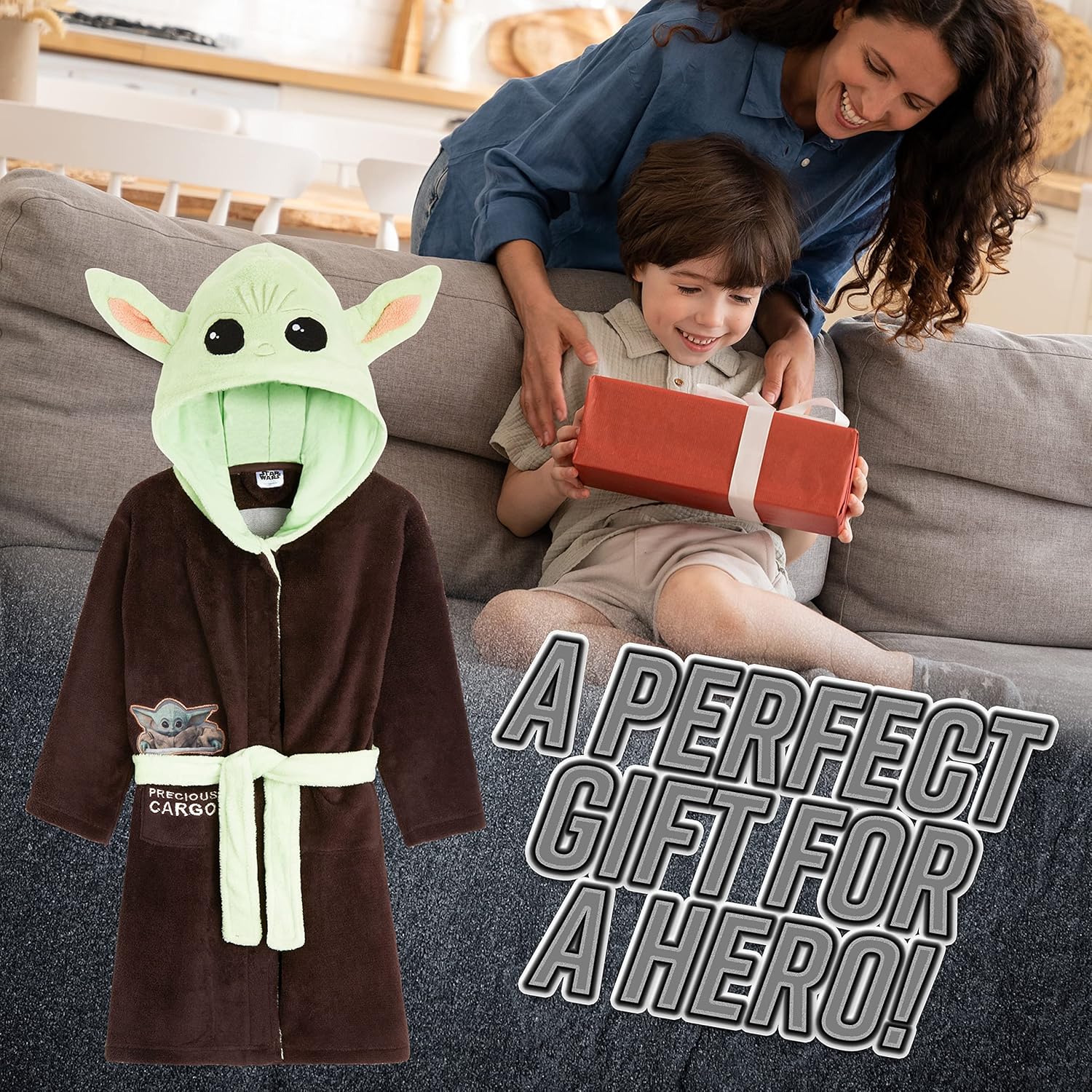 Peignoir enfant The Mandalorian Baby Yoda à capuche en polaire douce – Image 3