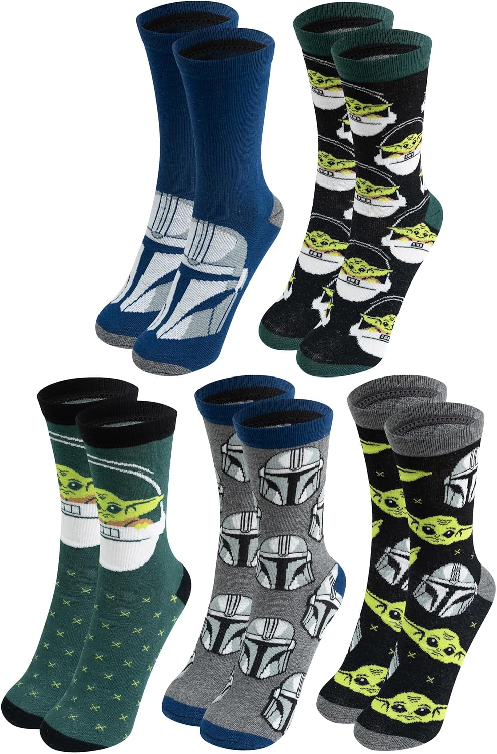 Chaussettes Star Wars The Mandalorian lot de 5 avec Grogu et Stormtrooper 40-45