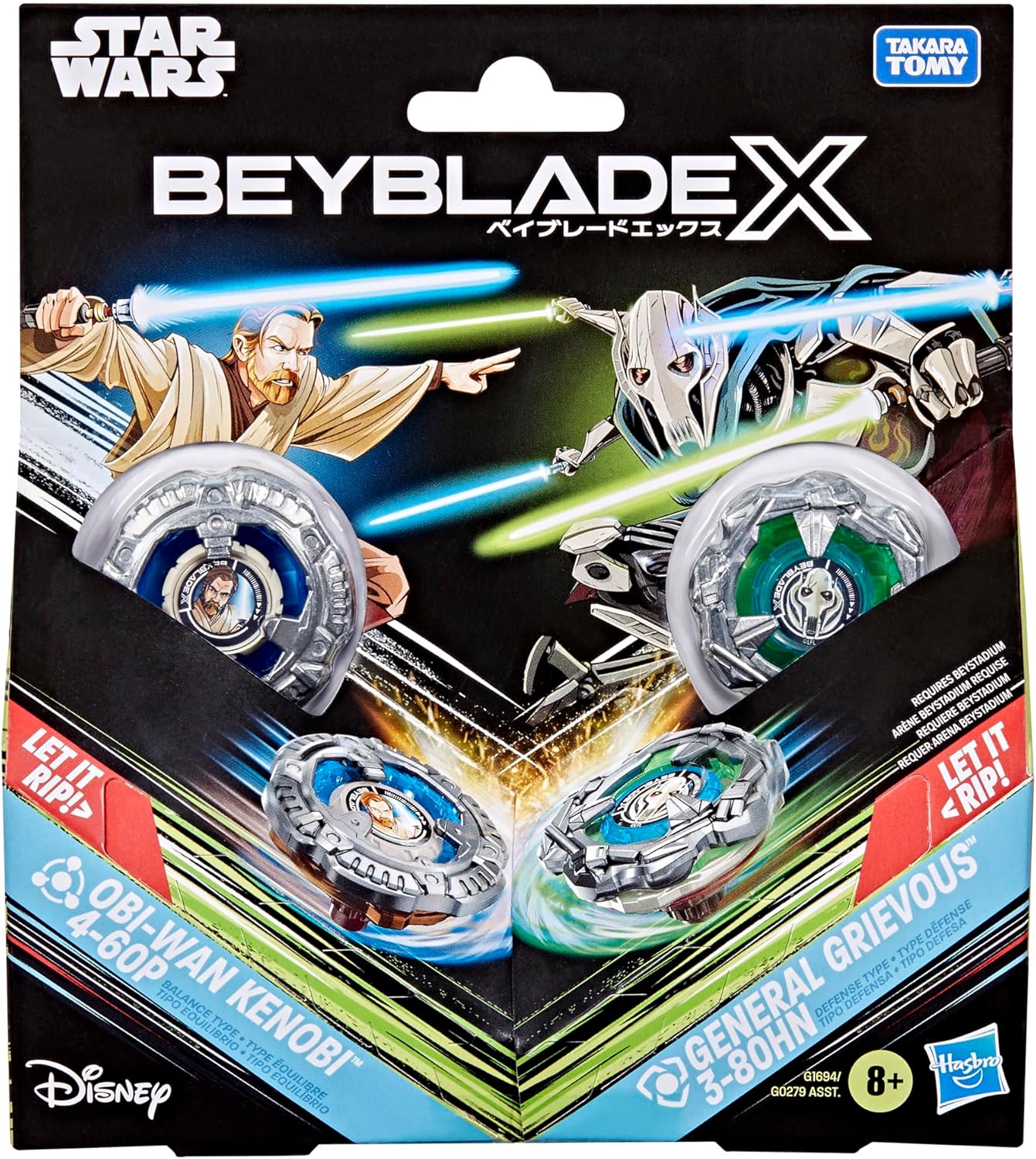Pack Star Wars Beyblade X Obi-Wan Kenobi 4-60P vs General Grievous 3-80HN – Image 2