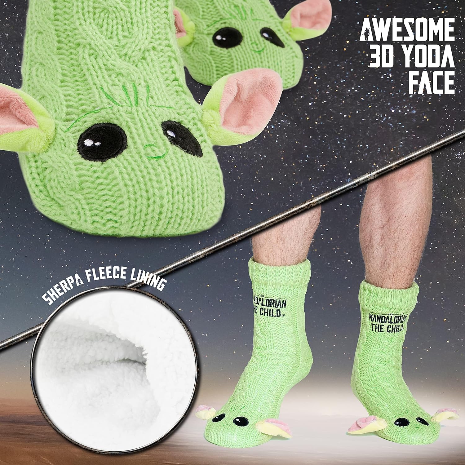 Chausson-chaussette homme The Mandalorian vert, Baby Yoda – Image 5