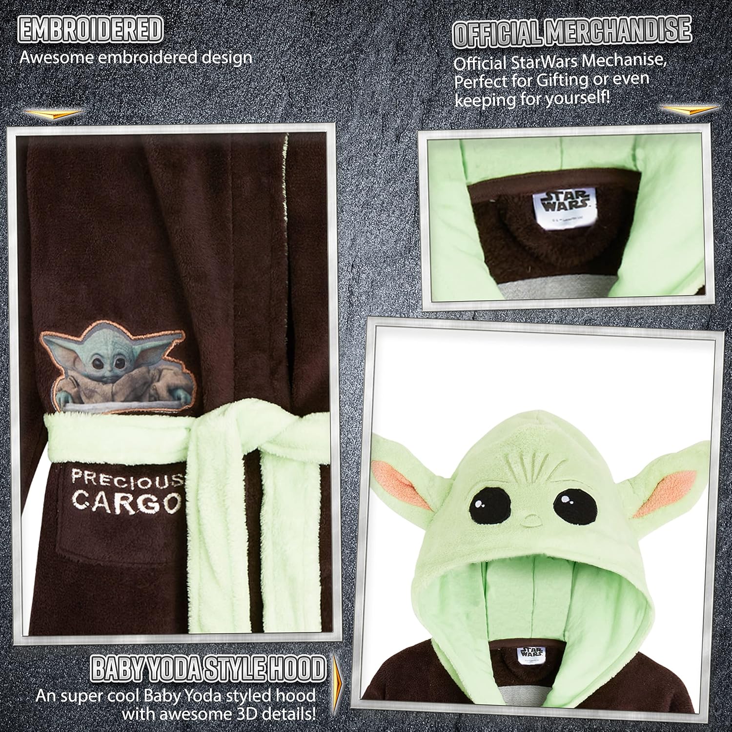 Peignoir enfant The Mandalorian Baby Yoda à capuche en polaire douce – Image 6