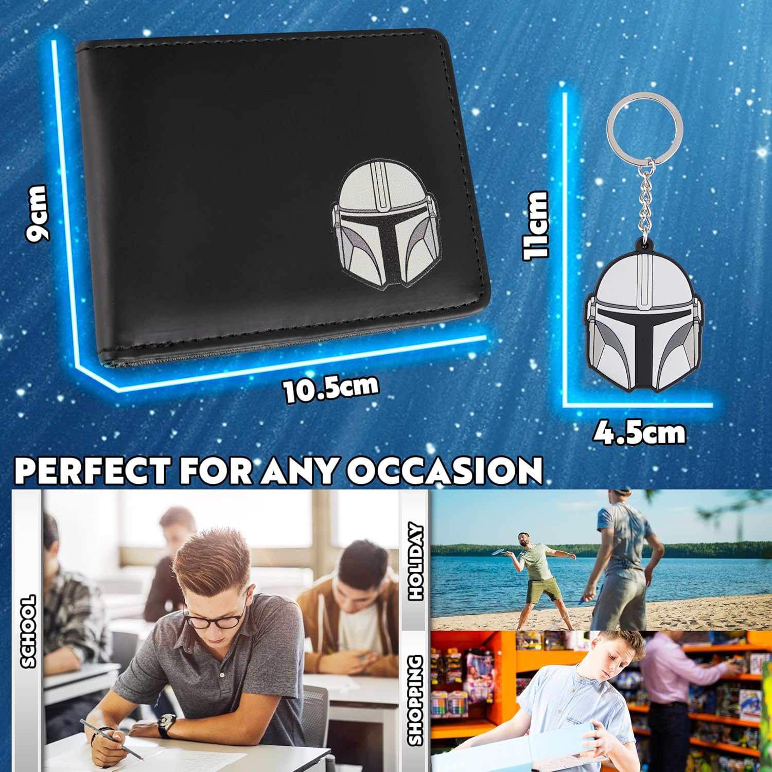 Portefeuille The Mandalorian avec porte-clé cadeau Star Wars pour homme – Image 5