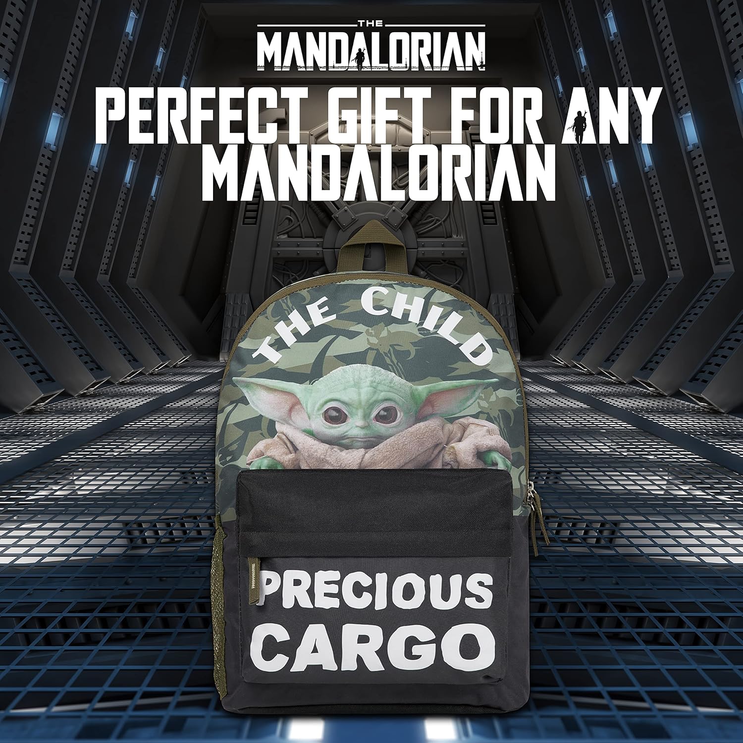Sac à dos enfant Disney The Mandalorian Baby Yoda vert camouflage – Image 2