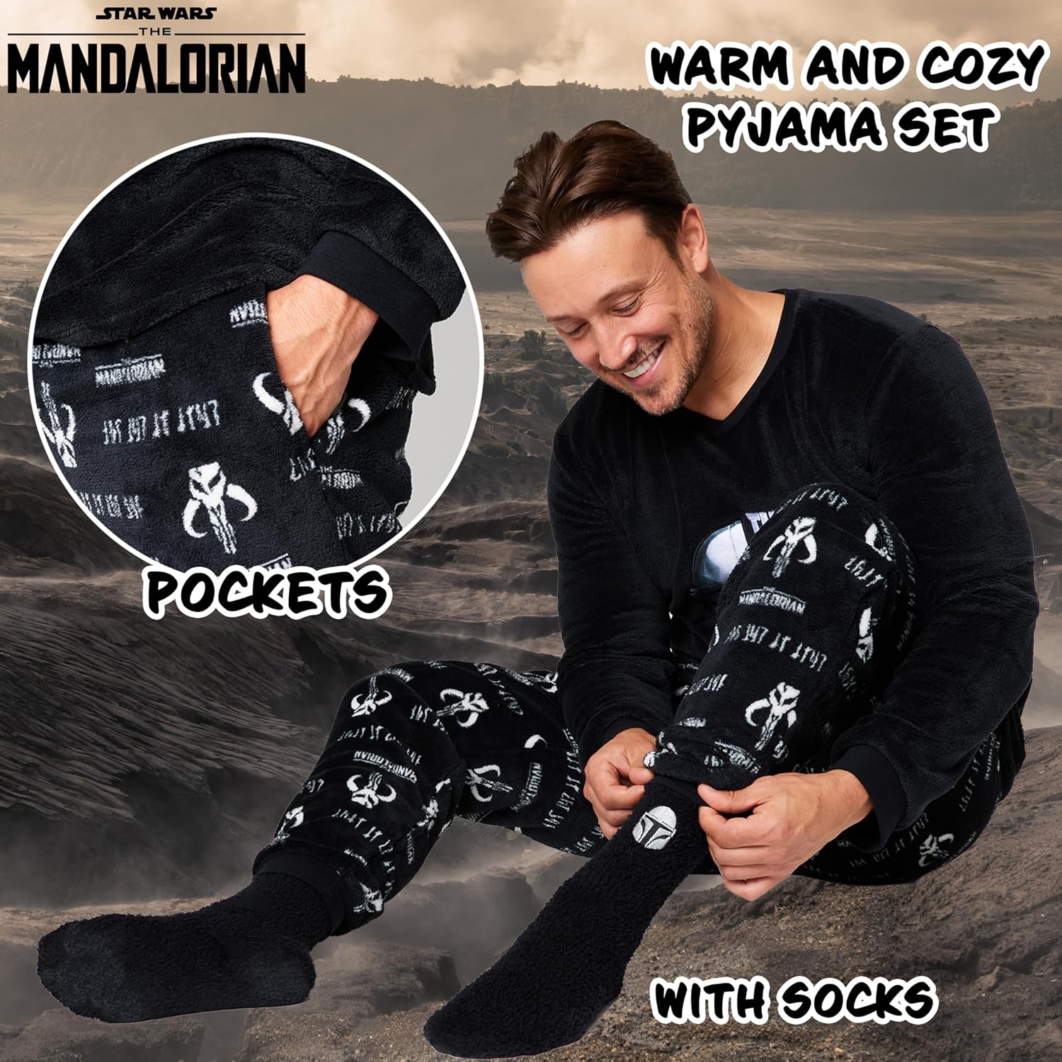 Pyjama homme polaire Disney The Mandalorian avec chaussettes – Image 3