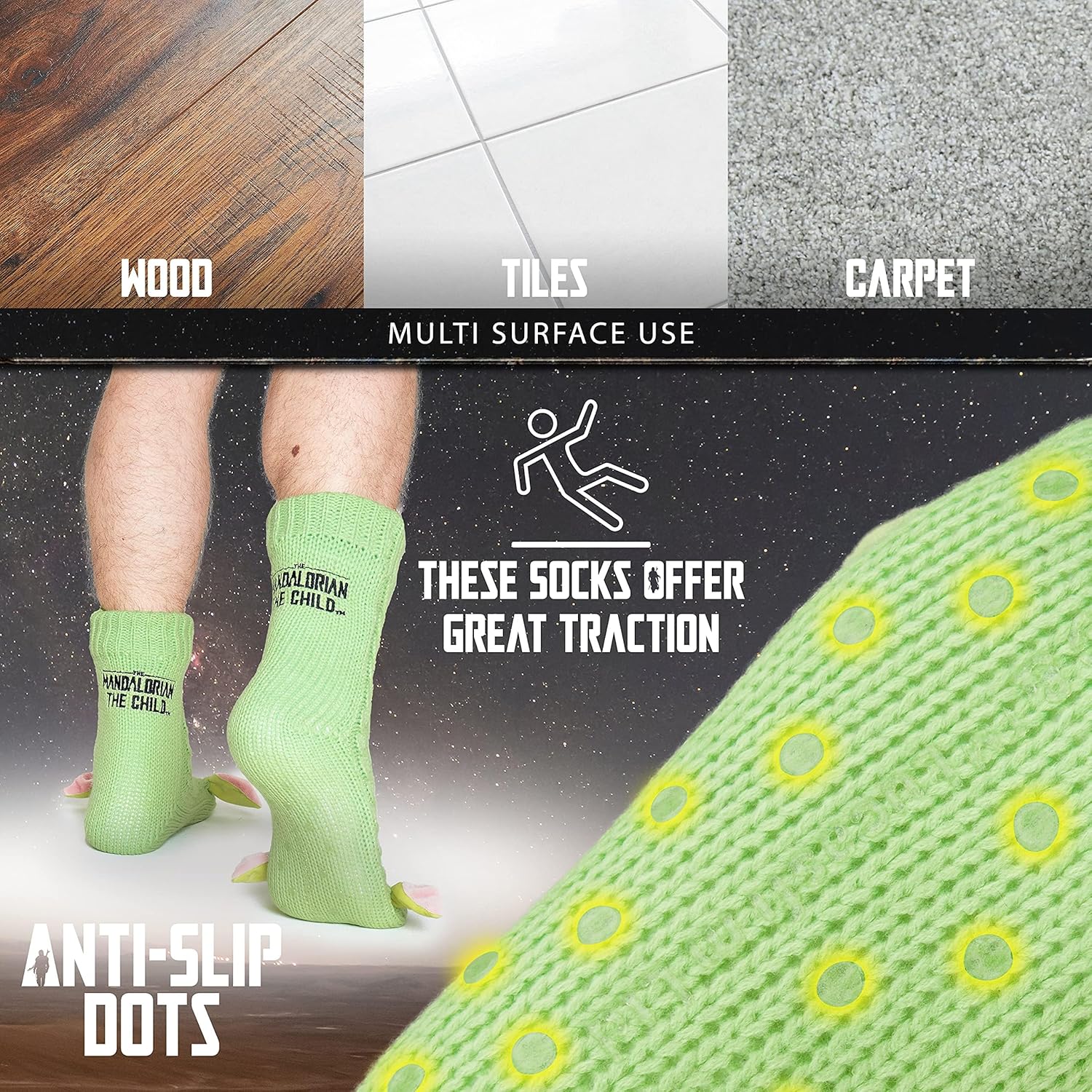 Chausson-chaussette homme The Mandalorian vert, Baby Yoda – Image 3