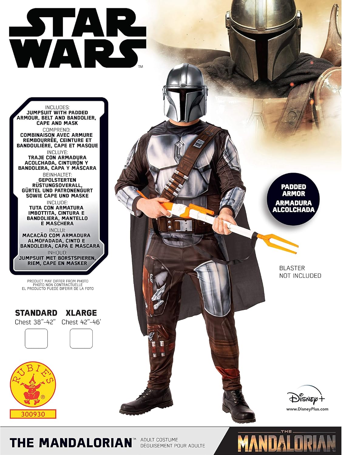Déguisement adulte Star Wars The Mandalorian avec cape et masque – Image 4