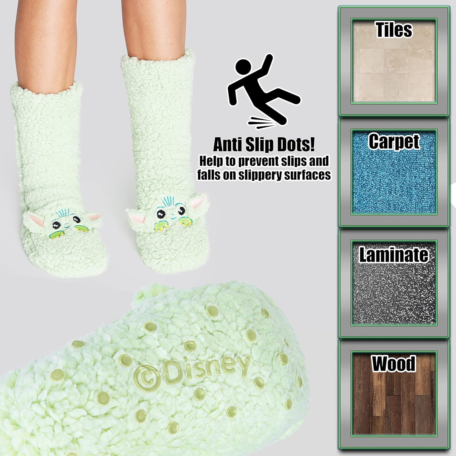 Disney Chaussettes pantoufles antidérapantes Baby Yoda pour femme et ado – Image 6
