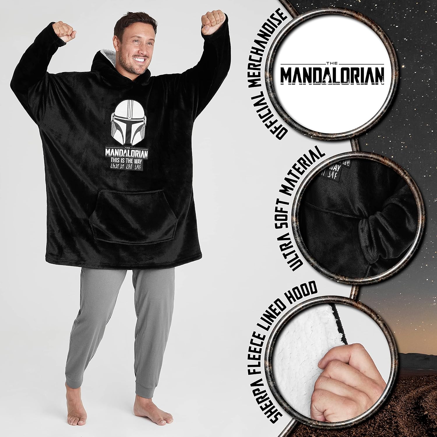 Pull plaid homme The Mandalorian Disney avec Baby Yoda en polaire – Image 2