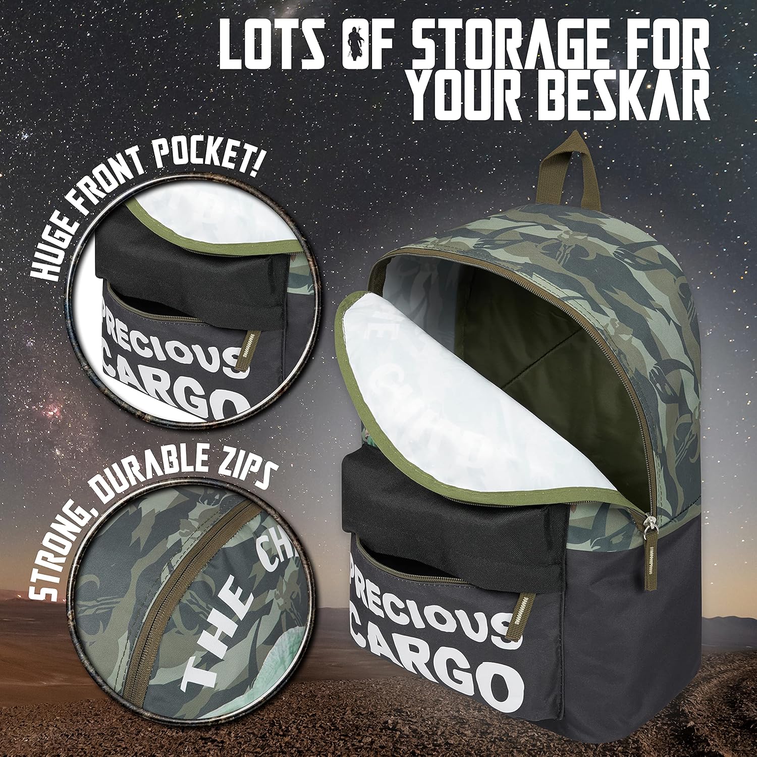 Sac à dos enfant Disney The Mandalorian Baby Yoda vert camouflage – Image 5