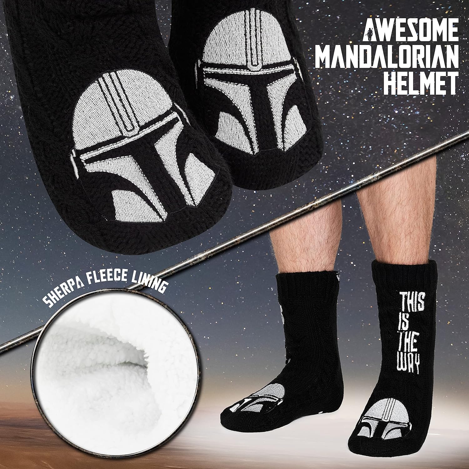 Chausson chaussette noir The Mandalorian Baby Yoda – Image 3