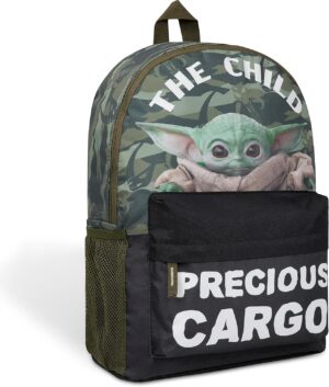 Sac à dos enfant Disney The Mandalorian Baby Yoda vert camouflage