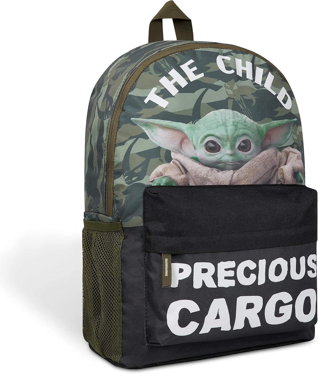Sac à dos enfant Disney The Mandalorian Baby Yoda vert camouflage