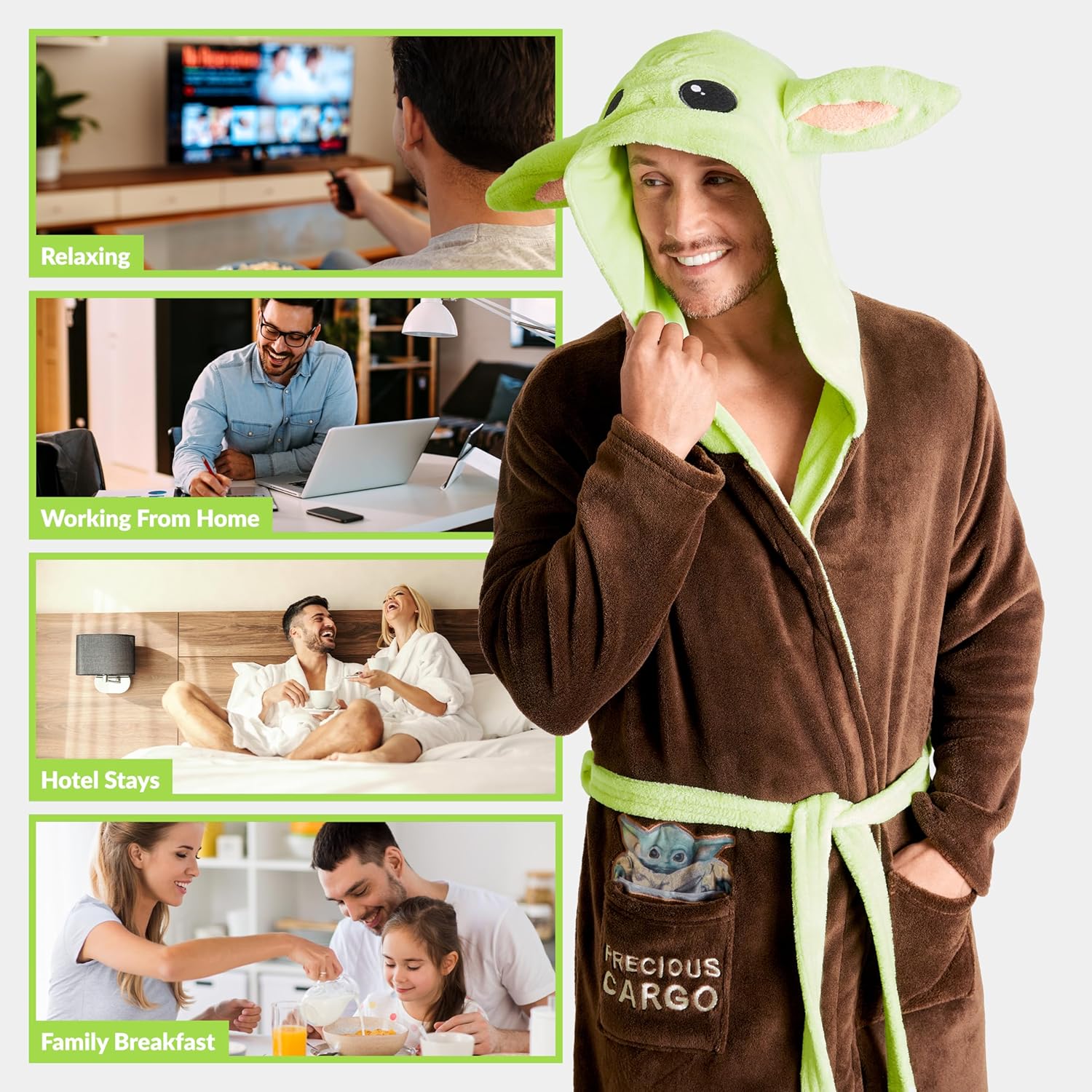 Peignoir polaire à capuche Disney The Mandalorian Baby Yoda pour homme – Image 4