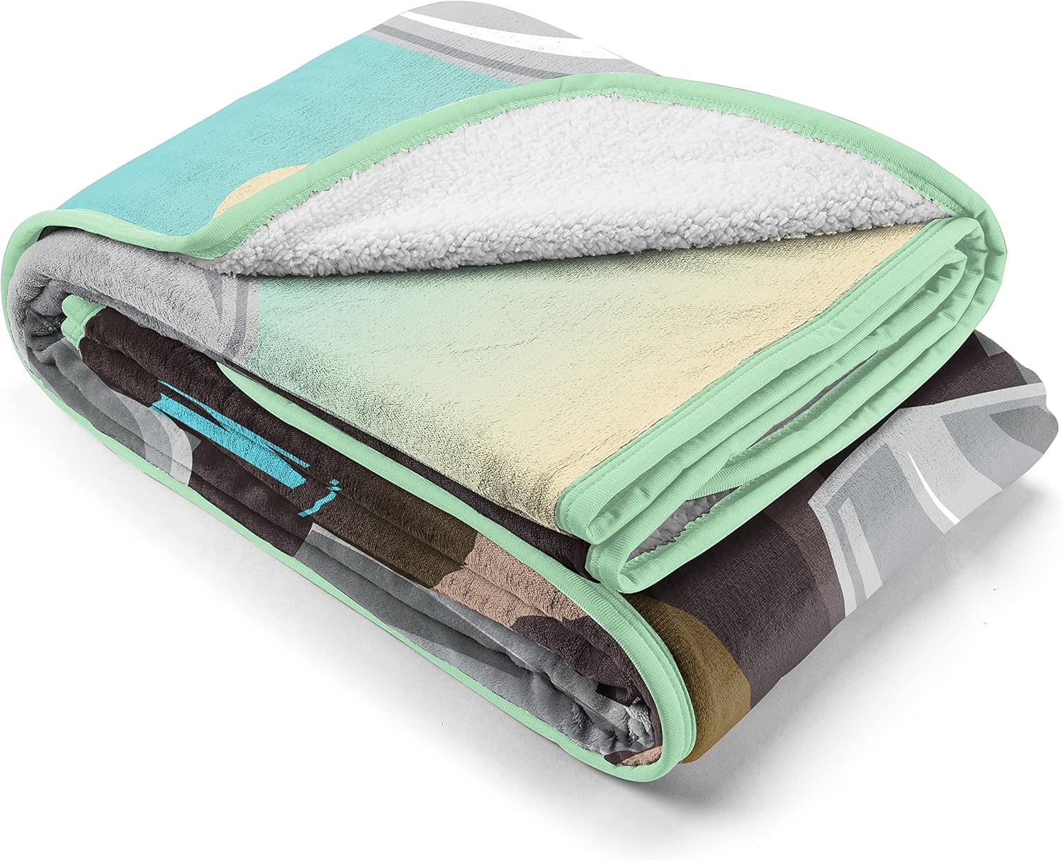 Plaid Sherpa Star Wars Mandalorian et Grogu vert 130x150 100% microfibre – Image 3