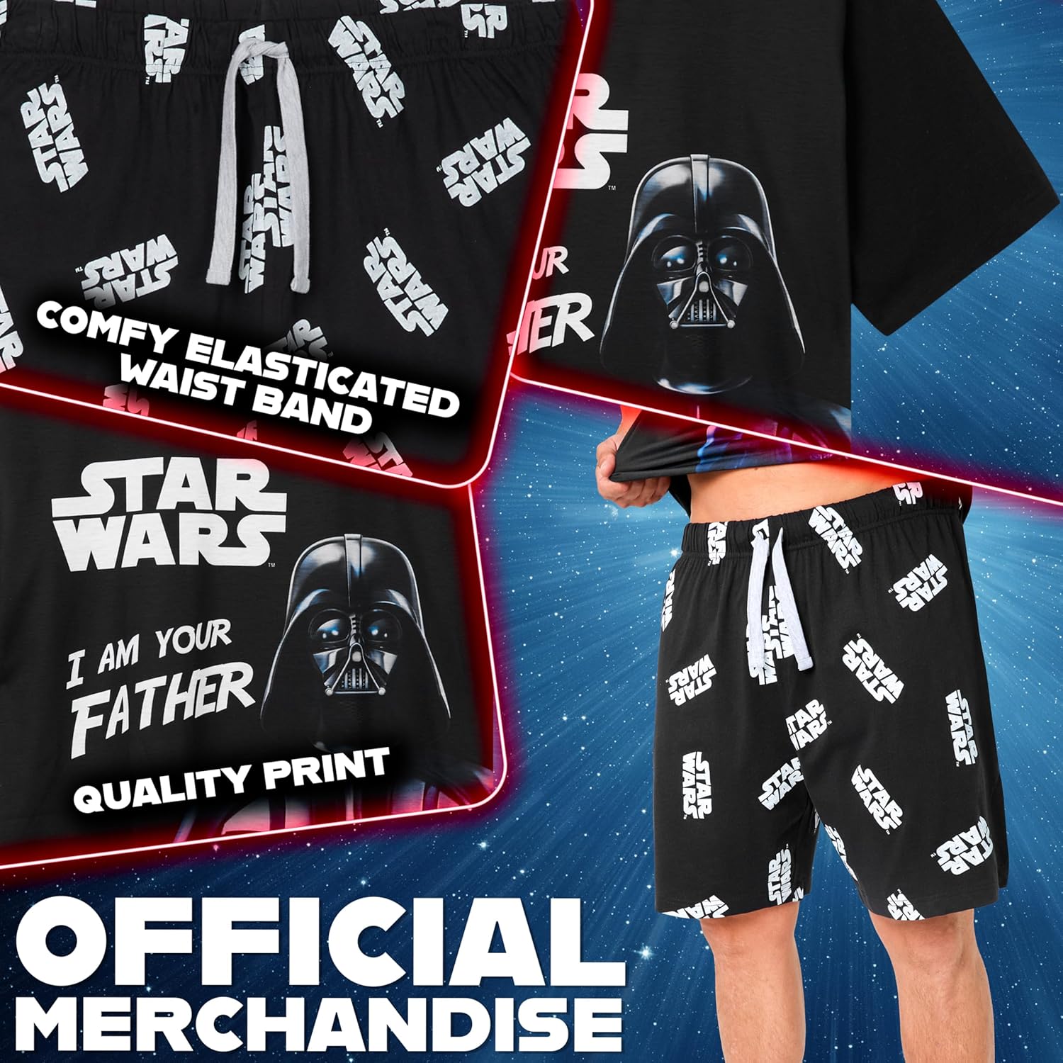 Pyjama court homme Star Wars en coton, Baby Yoda et Dark Vador – Image 4