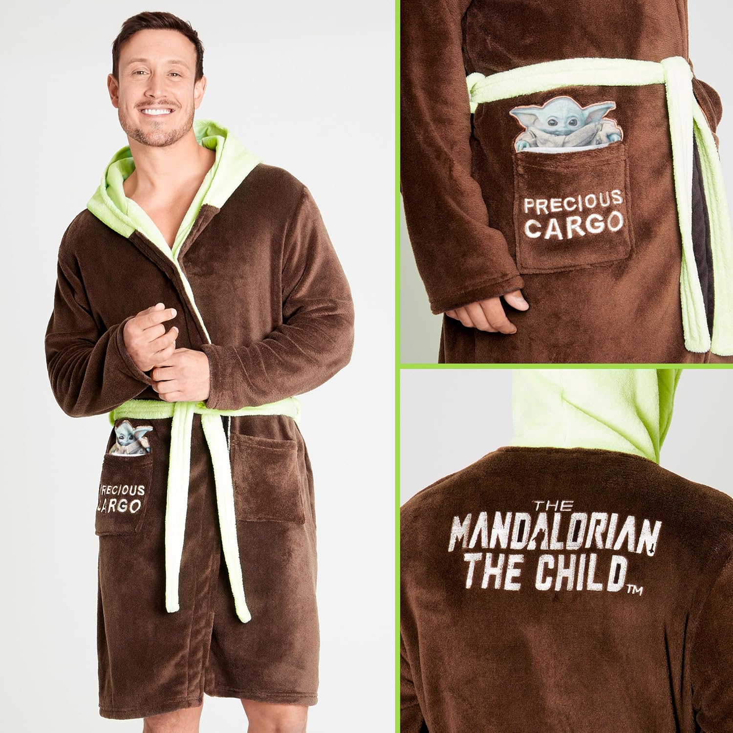 Peignoir polaire à capuche Disney The Mandalorian Baby Yoda pour homme – Image 3
