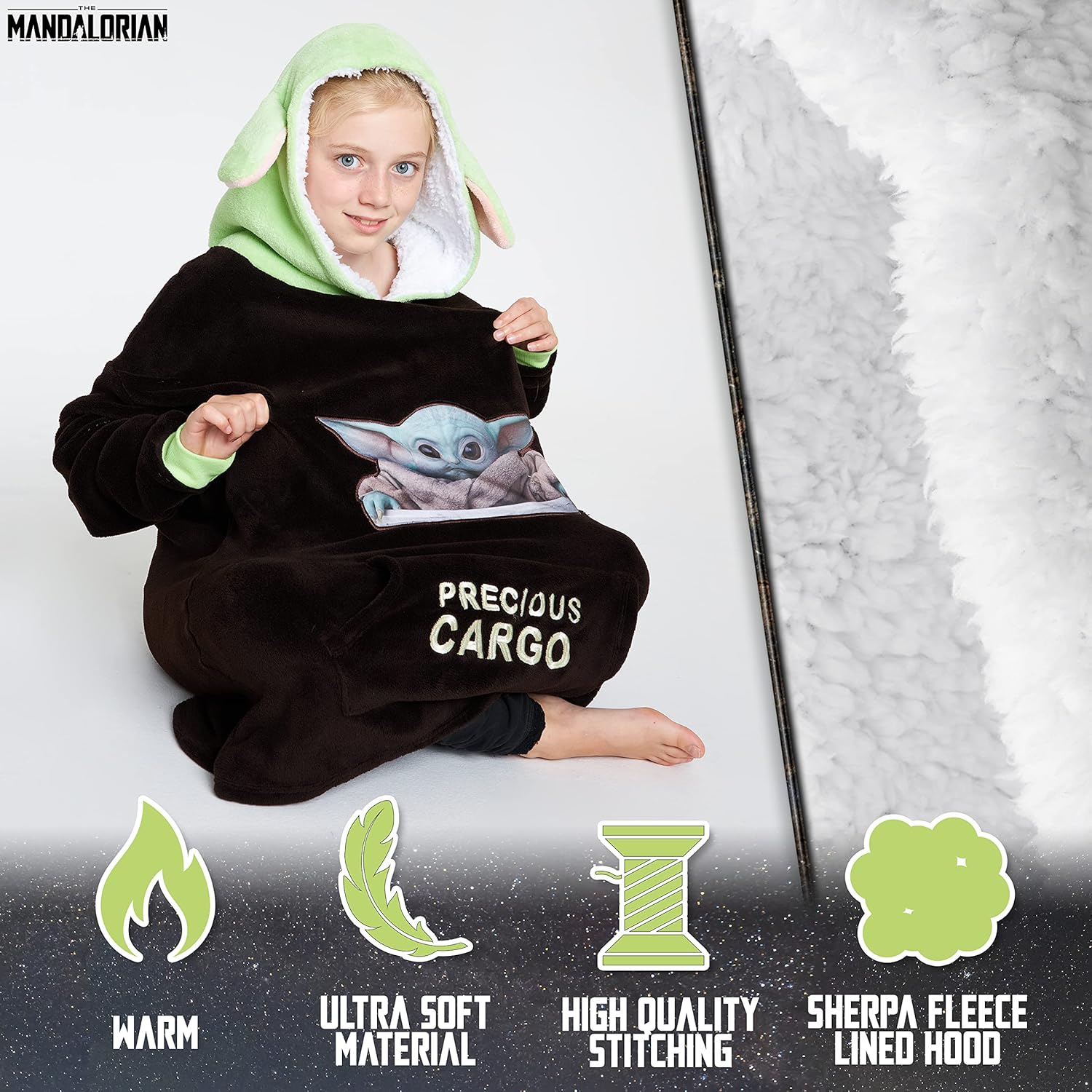 Sweat à capuche enfant Disney The Mandalorian en polaire, Baby Yoda – Image 4