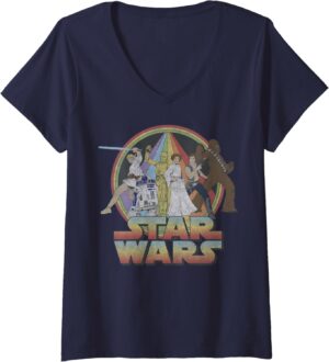T-shirt Star Wars vintage Rainbow Group Shot à col en V