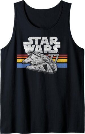 Débardeur Star Wars Millennium Falcon Logo Retro Lines 77