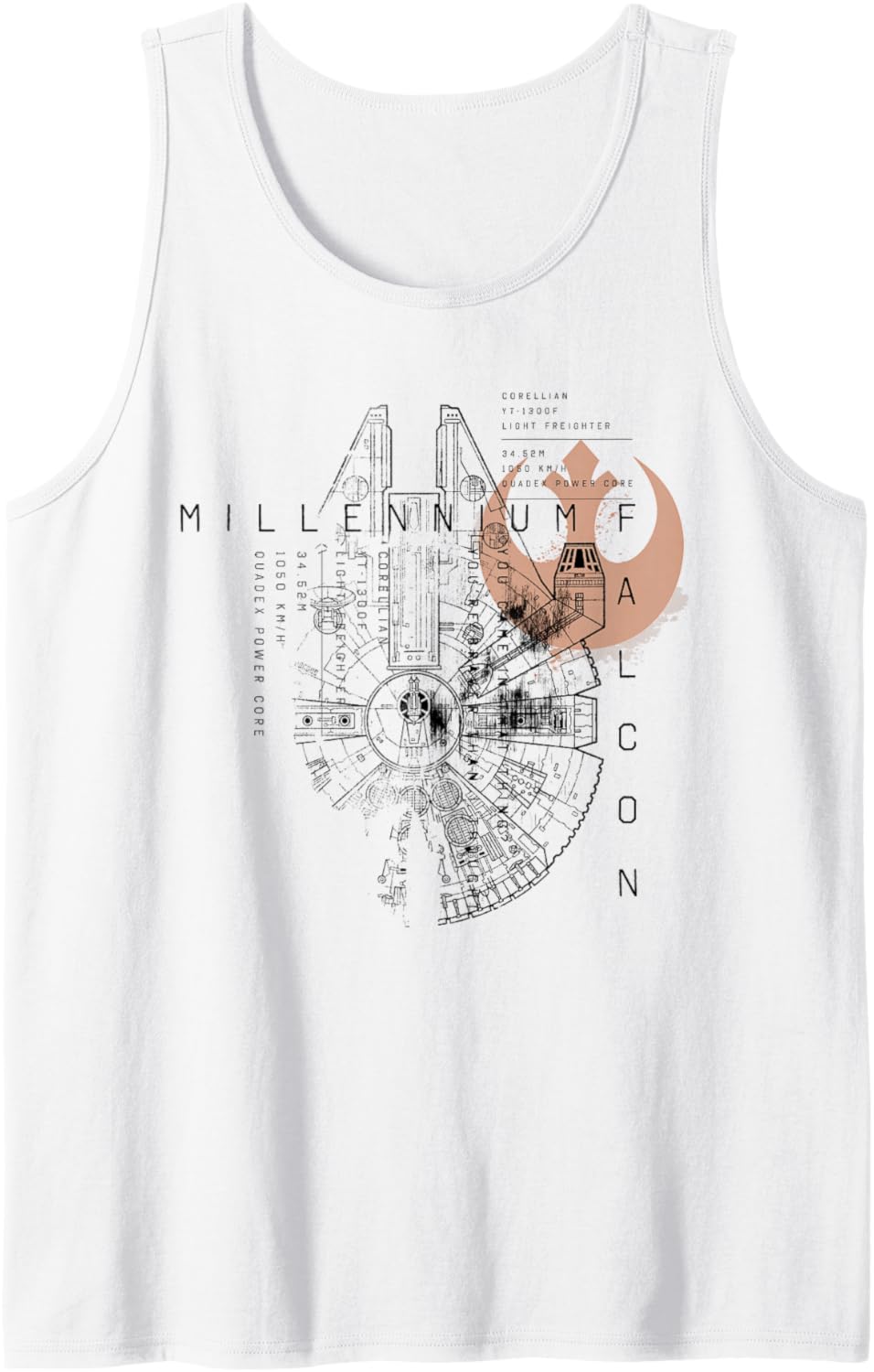 Débardeur Star Wars Faucon Millenium motif schéma