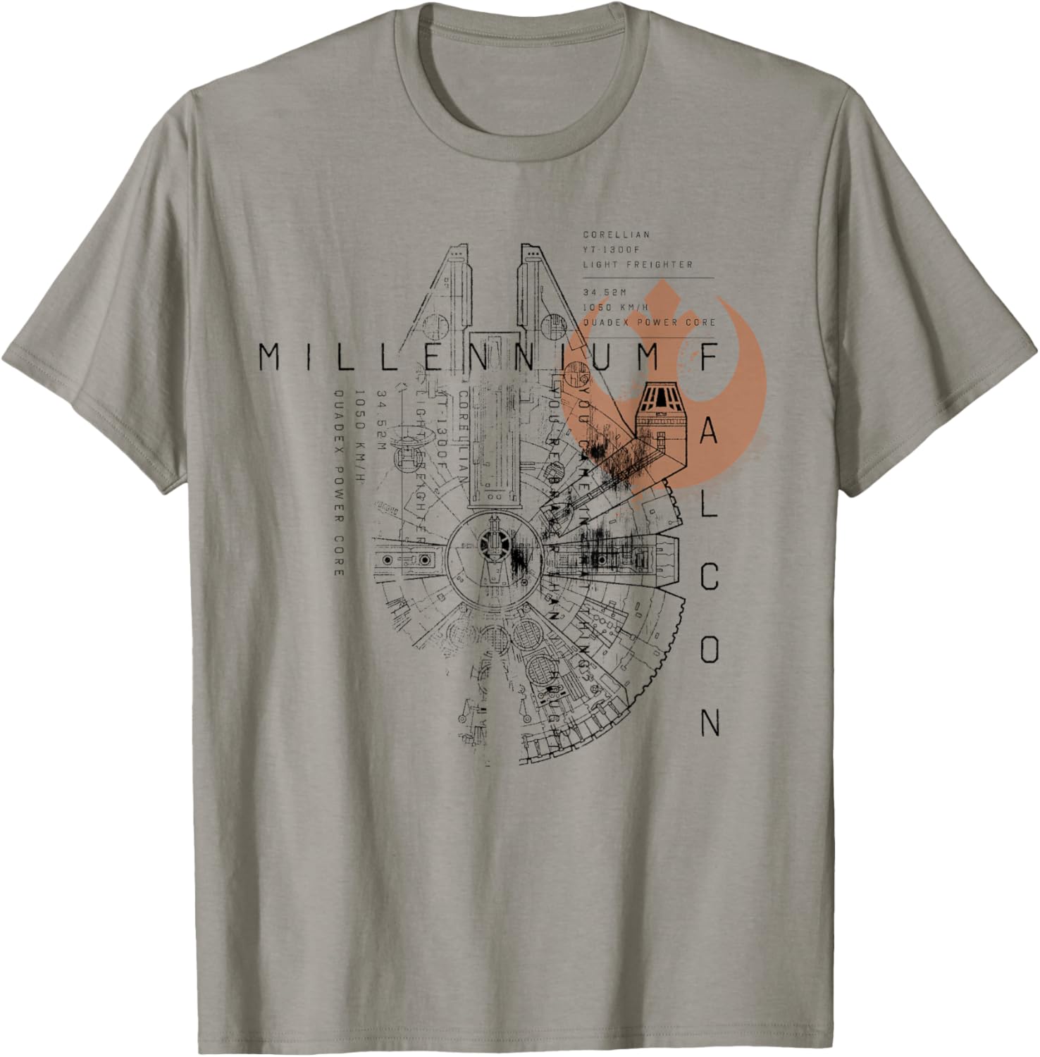 T-shirt Star Wars Faucon Millenium motif schéma