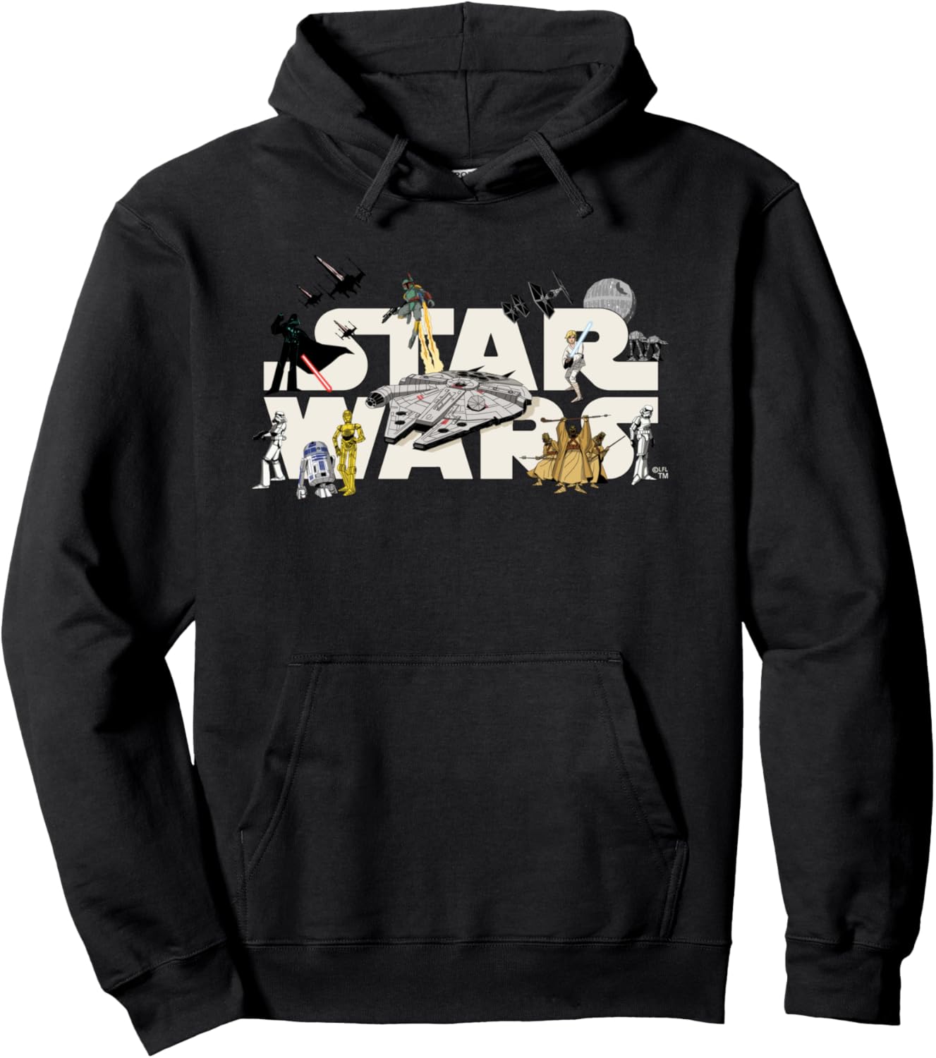 Sweat à capuche Star Wars Logo avec héros, véhicules et vilains