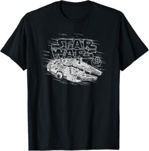 T-shirt Star Wars logo Lightspeed rétro Millennium Falcon Femme ou Fille