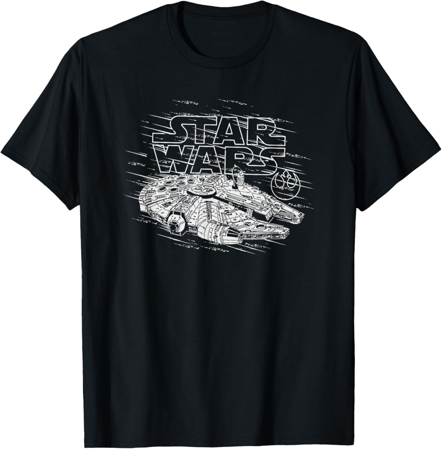 T-shirt Star Wars logo Lightspeed rétro Millennium Falcon Femme ou Fille