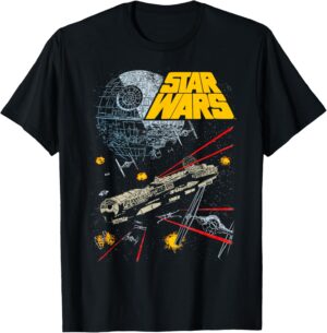 T-shirt Star Wars Battle graphique Millennium Falcon