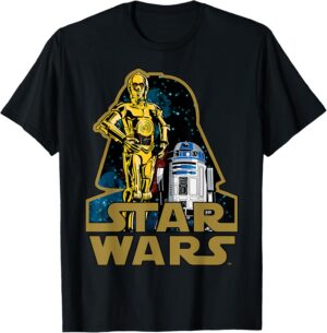 T-shirt Star Wars C-3PO et R2-D2 Droids of Vader's Shadow