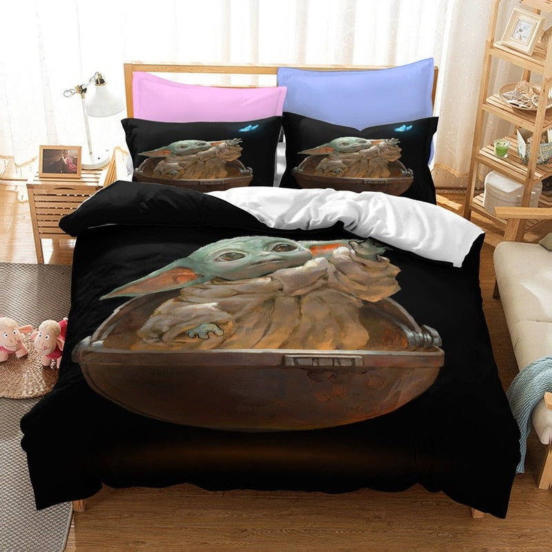 Housse de couette Star Wars Grogu volant, plusieurs tailles