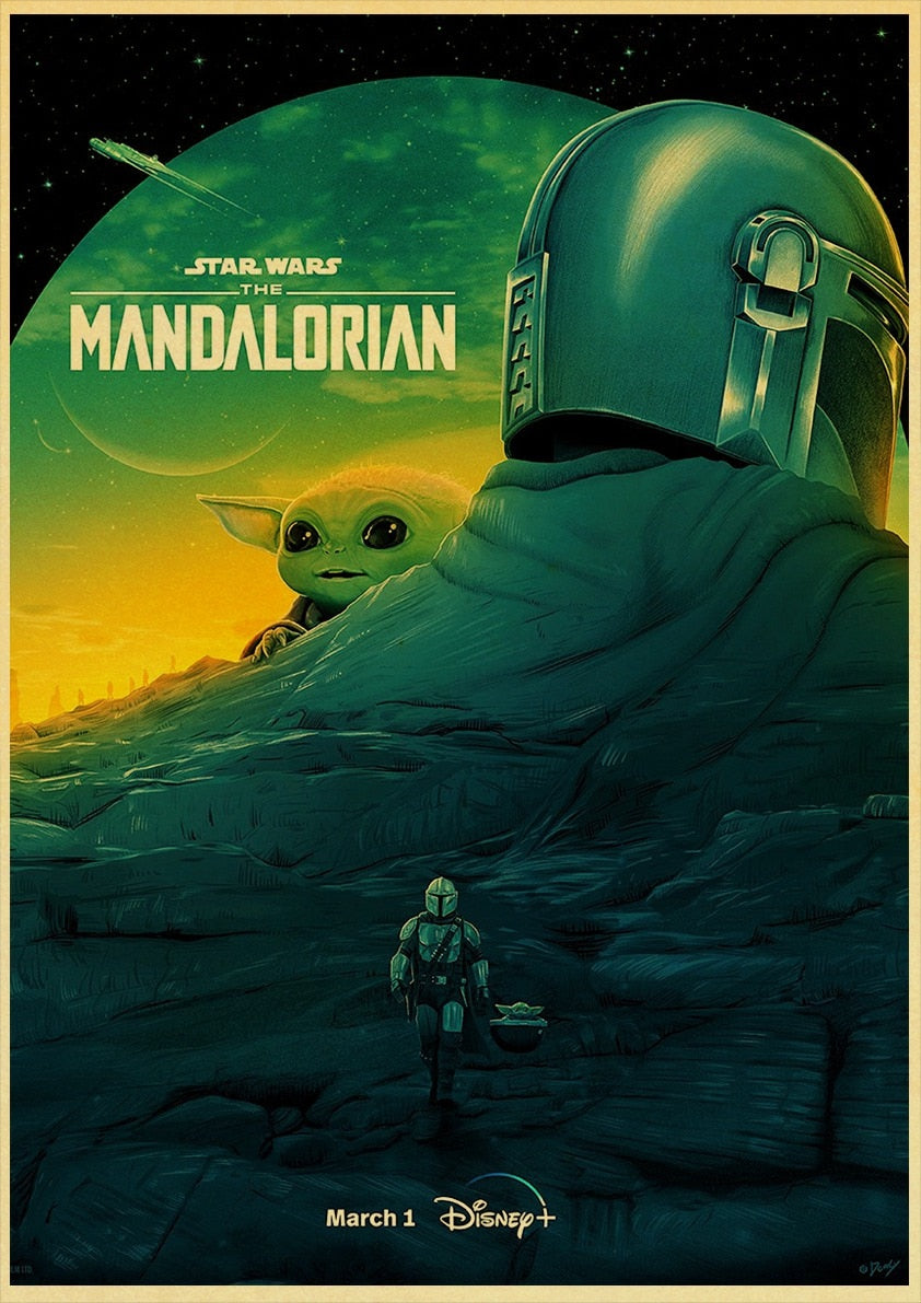 Affiche Star Wars The Mandalorian avec lune