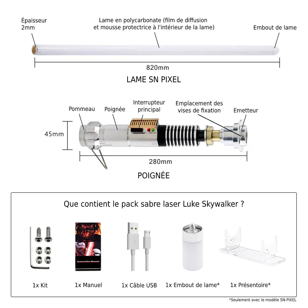 Sabre laser Star Wars Luke Skywalker, version RGB ou SN-pixel (LED) – Image 8