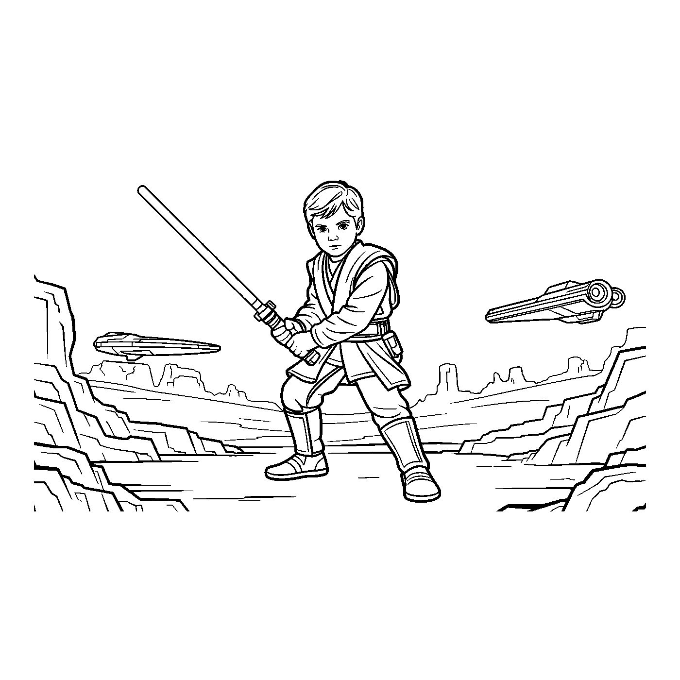 Coloriage Star Wars gratuit à imprimer - petit robot dans la galaxie Coloriage Star Wars gratuit à imprimer : petit robot dans la galaxie